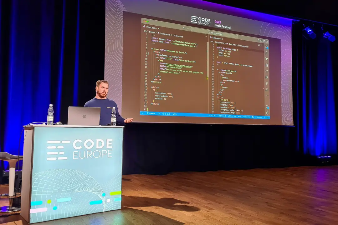 Eddy Vinck speaking at Code Europe 2023